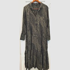 Rails Beatrice Olive Zebra Animal Stripe Dress Safari Chic Tiered Maxi Top XXL